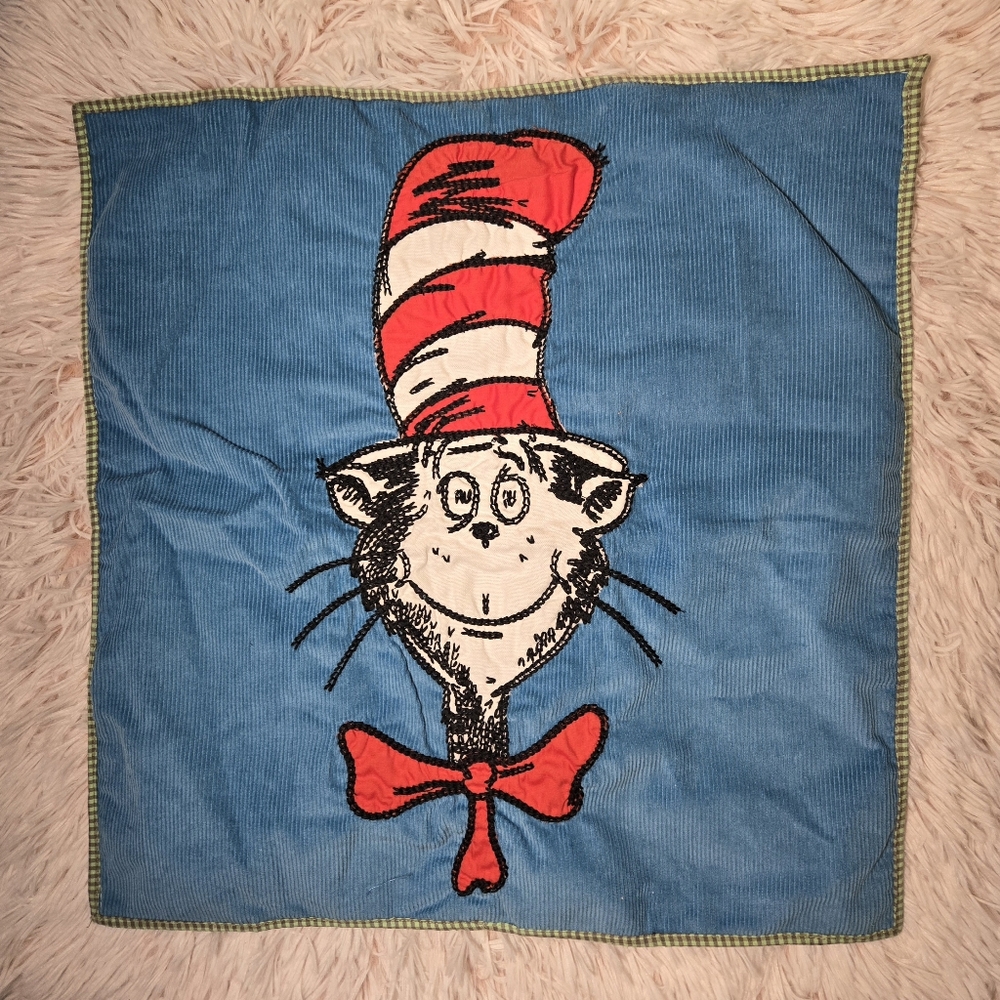 NWT Pottery Barn Kids Dr. Seuss 16" Square Embroidered Corduroy Pillow Sham